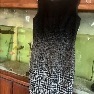 Talbots Black and Gray Houndstooth Midi Dress